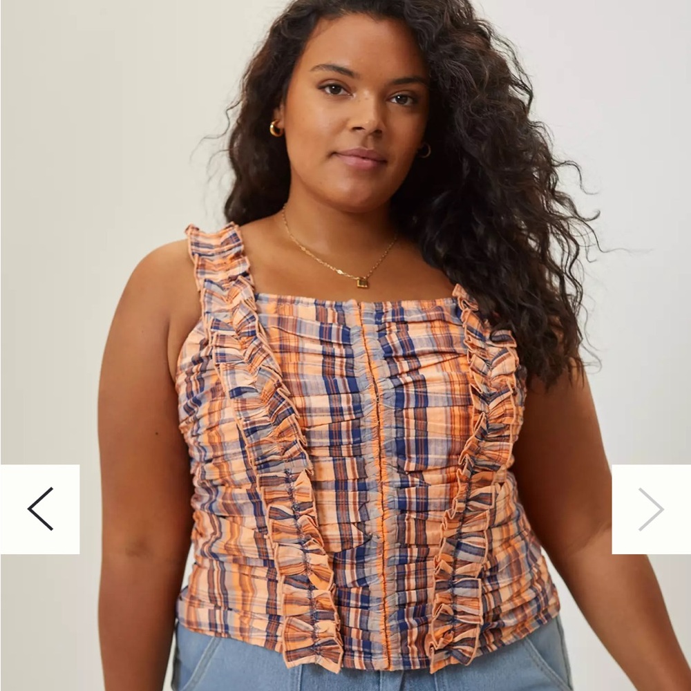 Anthropologie VERD ruffle hook front smocked back tank NWT size XL